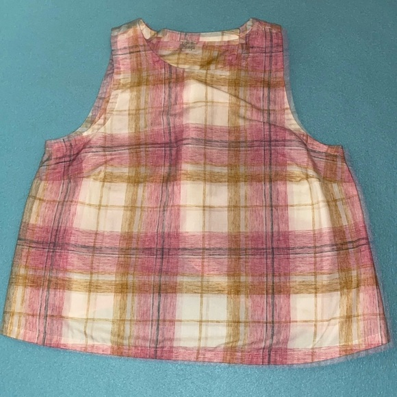 LOFT BEACH tulip style back button snap closure tank plaid soft NEW size S - Picture 2 of 11